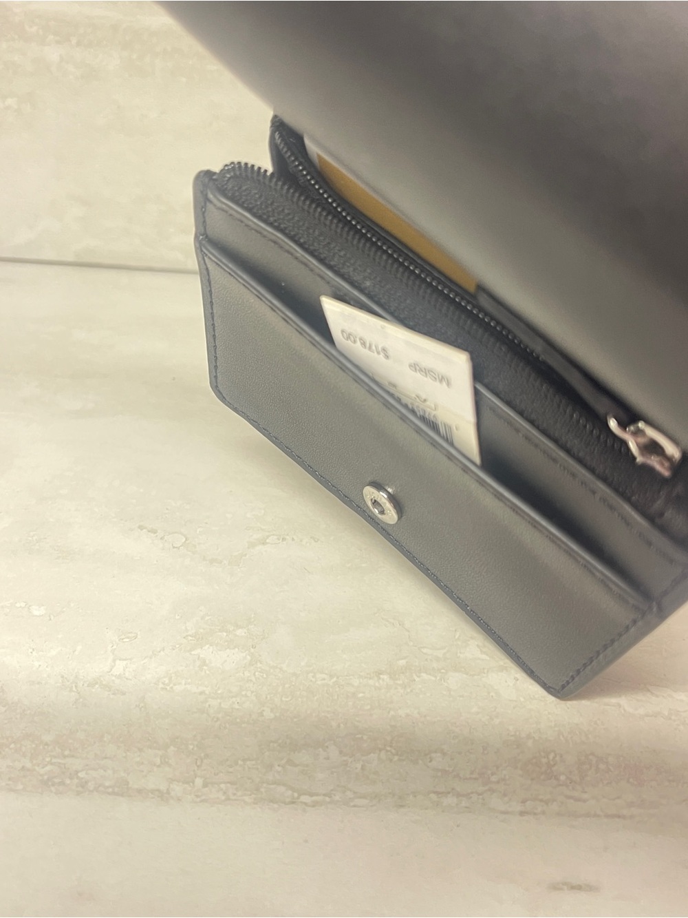 Michael Kors Carson Small Flap Wallet Black Pebbled Leather - Picture 4 of 4